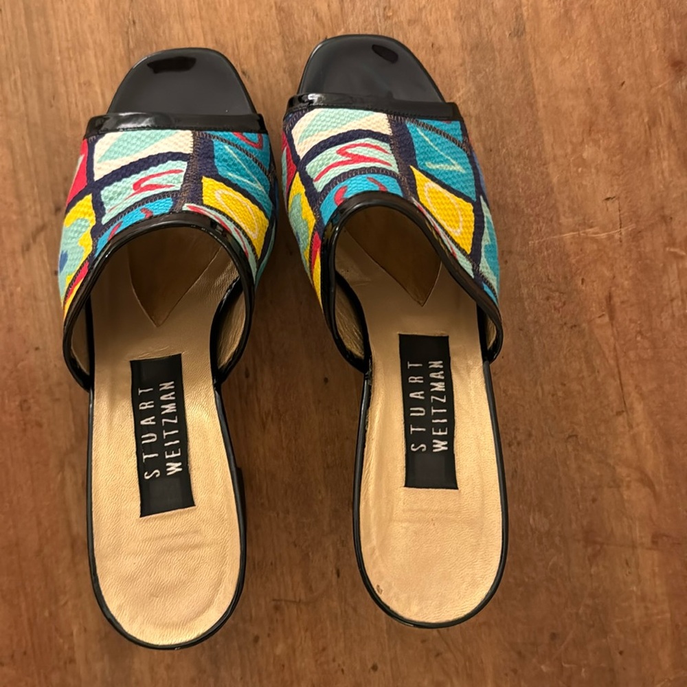 Stuart Weitzman platform slide block heels